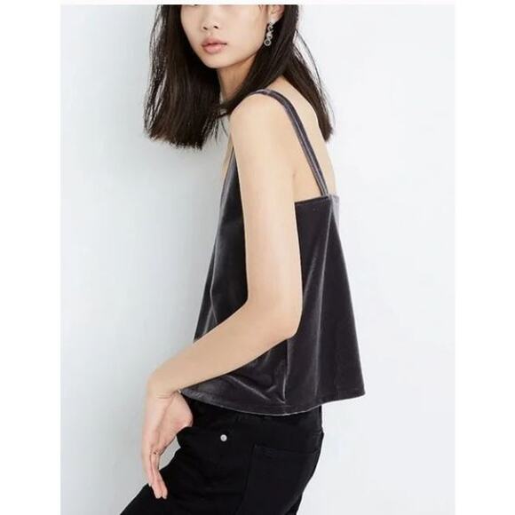 Madewell Velvet Tank Top Womens XXS Black Goth Witchy Whimsical Punk Biker Top - Picture 2 of 8
